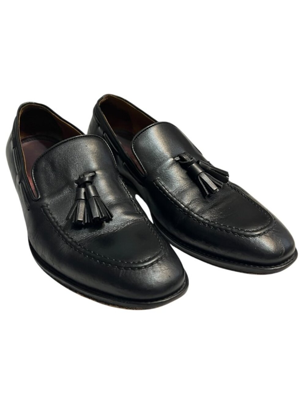 Bruno Magli Tassel Loafers Mens 7 M Black Leather Slip On Dress Shoes Italy